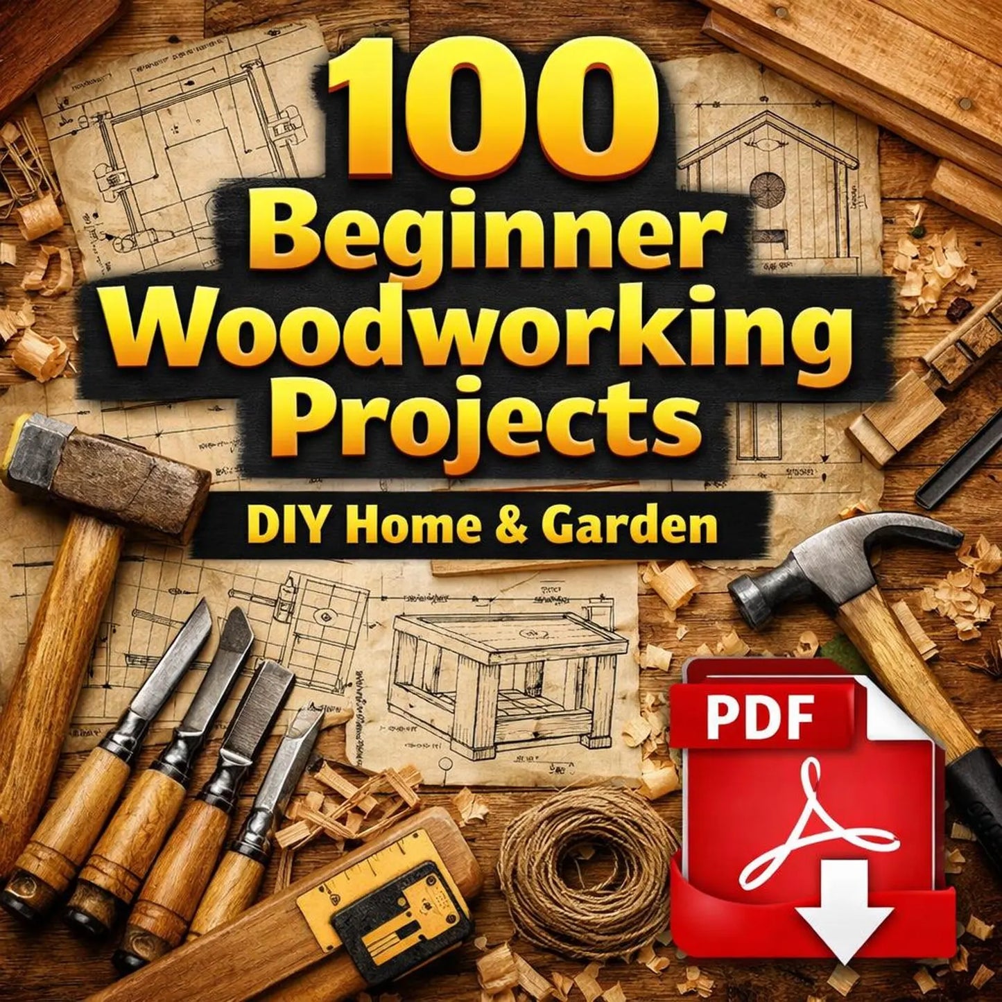 100 Beginner Woodworking Projects: DIY Home & Garden Plans